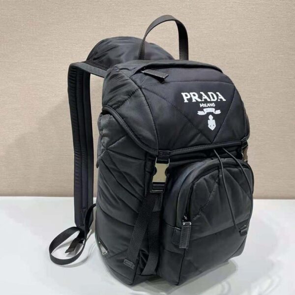 Prada Unisex Re-Nylon Padded Backpack with Hood-Black - Image 4