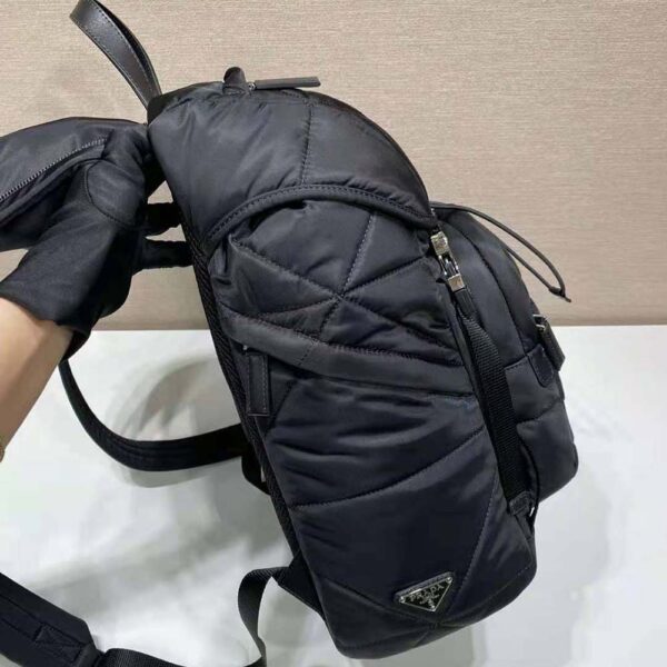 Prada Unisex Re-Nylon Padded Backpack with Hood-Black - Image 6