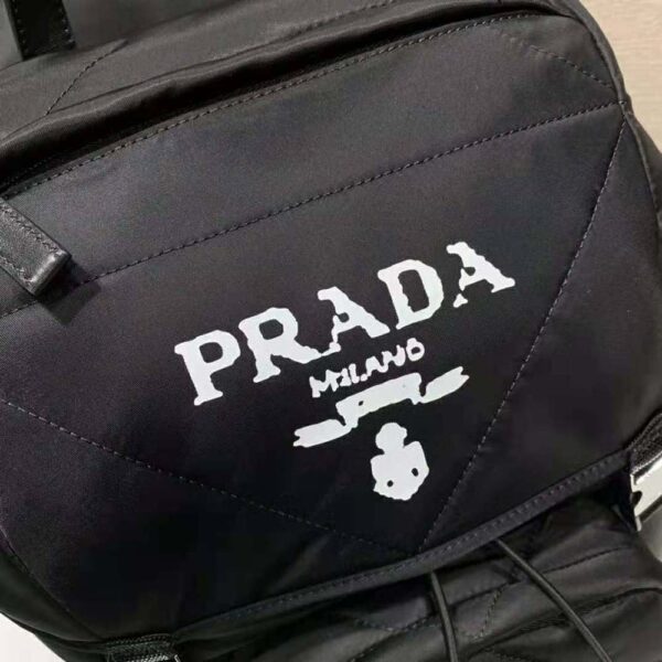 Prada Unisex Re-Nylon Padded Backpack with Hood-Black - Image 8