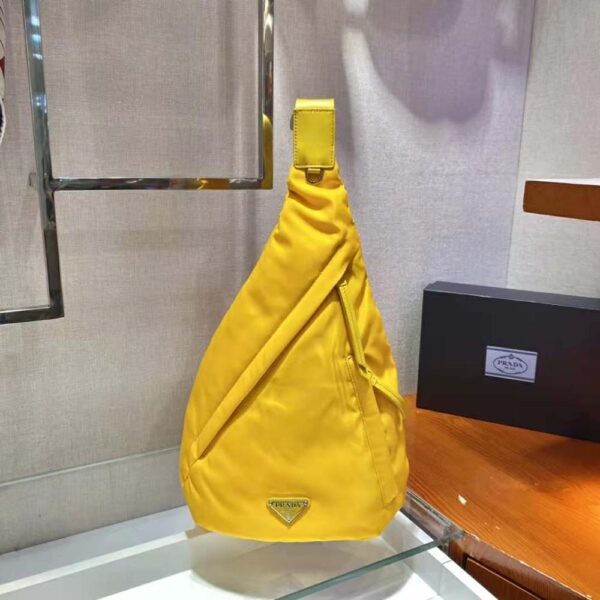 Prada Unisex Re-Nylon and Leather Backpack-Yellow - Image 2
