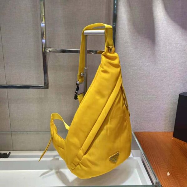 Prada Unisex Re-Nylon and Leather Backpack-Yellow - Image 4