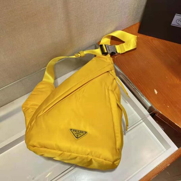 Prada Unisex Re-Nylon and Leather Backpack-Yellow - Image 6
