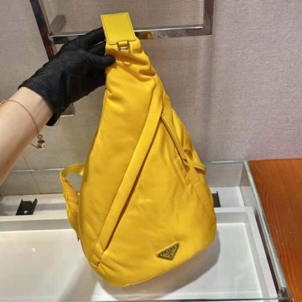 Prada Unisex Re-Nylon and Leather Backpack-Yellow - Image 3
