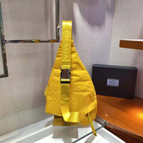 Prada Unisex Re-Nylon and Leather Backpack-Yellow - Image 5