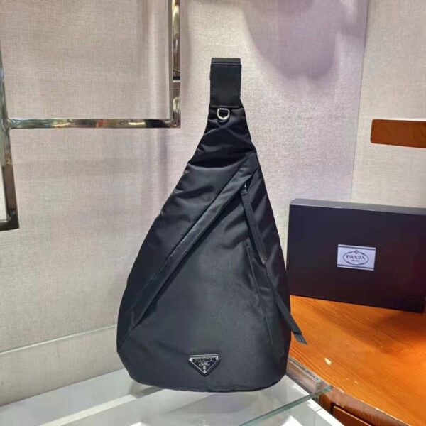 Prada Unisex Re-Nylon and Leather Backpack-Black - Image 2