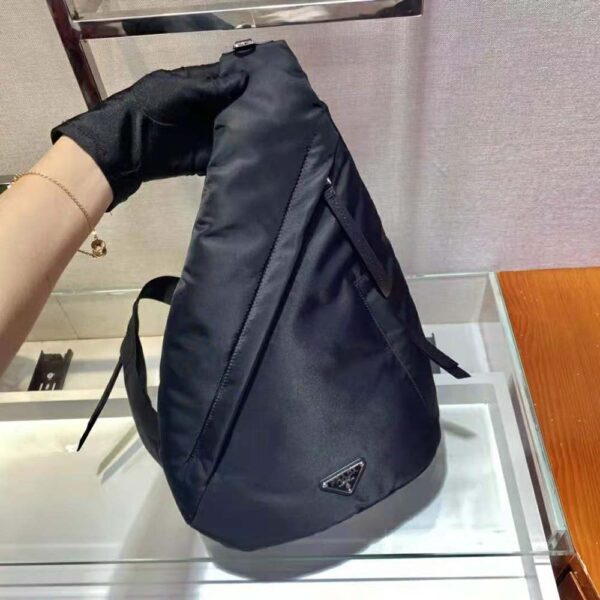Prada Unisex Re-Nylon and Leather Backpack-Black - Image 6