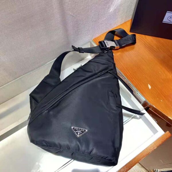 Prada Unisex Re-Nylon and Leather Backpack-Black - Image 4
