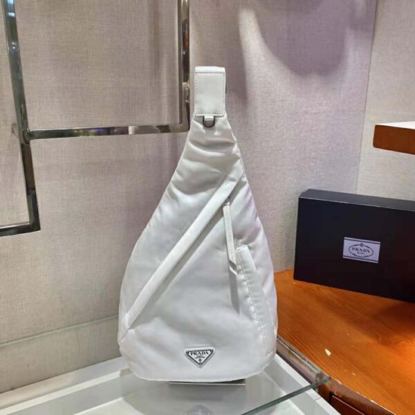 Prada Unisex Re-Nylon and Leather Backpack-White - Image 3