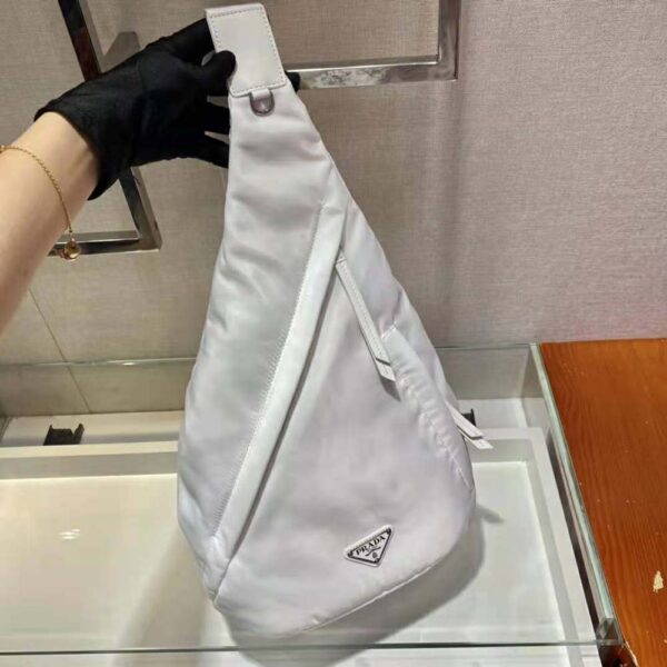 Prada Unisex Re-Nylon and Leather Backpack-White - Image 5