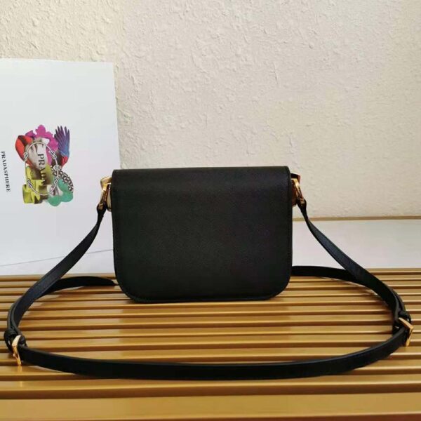 Prada Women Saffiano Leather Prada Embleme Bag-Black - Image 4