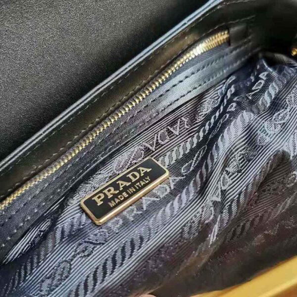 Prada Women Saffiano Leather Prada Embleme Bag-Black - Image 9