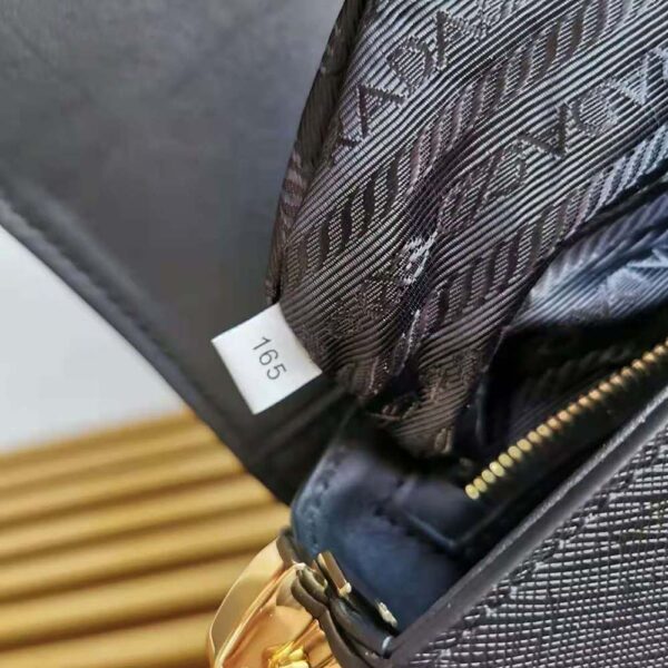 Prada Women Saffiano Leather Prada Embleme Bag-Black - Image 8