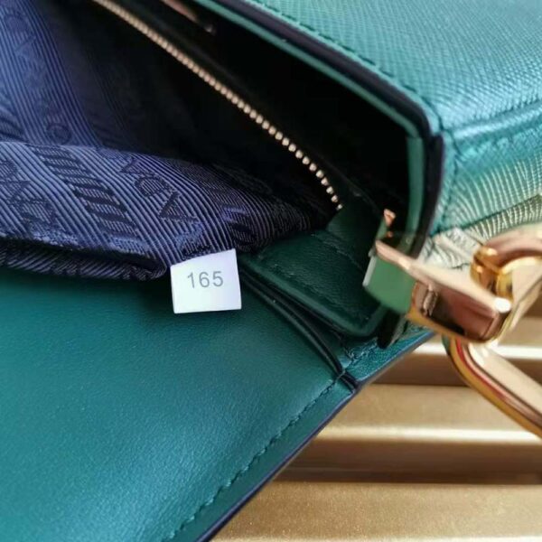 Prada Women Saffiano Leather Prada Embleme Bag-Green - Image 9