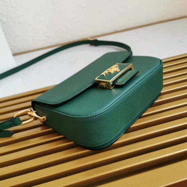 Prada Women Saffiano Leather Prada Embleme Bag-Green - Image 6