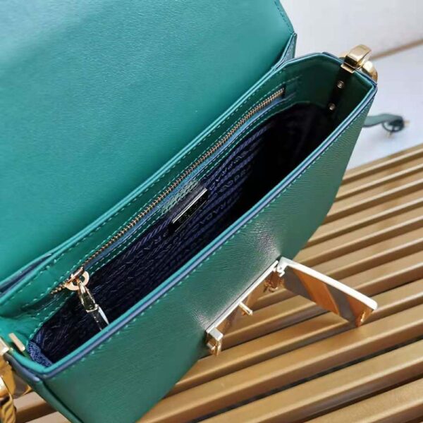 Prada Women Saffiano Leather Prada Embleme Bag-Green - Image 7
