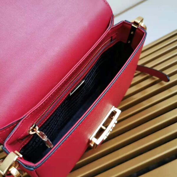 Prada Women Saffiano Leather Prada Embleme Bag-Red - Image 7