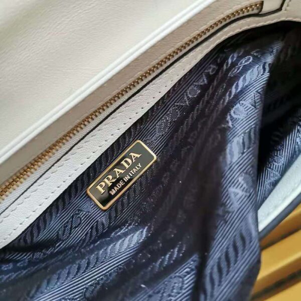 Prada Women Saffiano Leather Prada Embleme Bag-White - Image 10