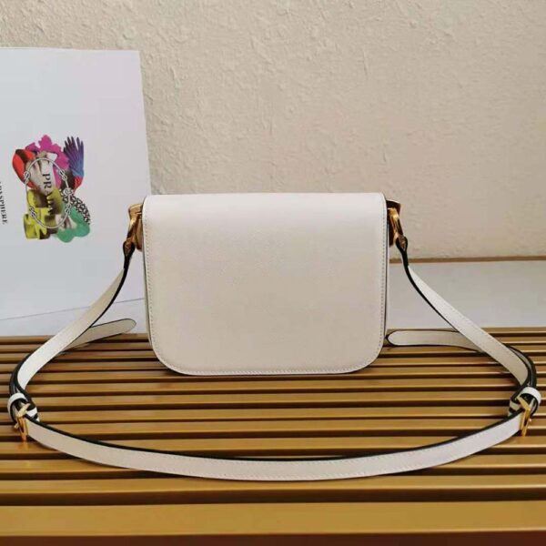 Prada Women Saffiano Leather Prada Embleme Bag-White - Image 5