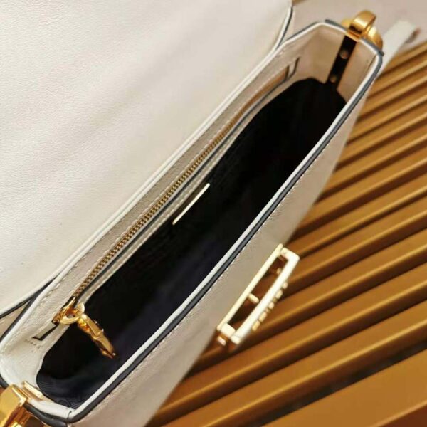 Prada Women Saffiano Leather Prada Embleme Bag-White - Image 9