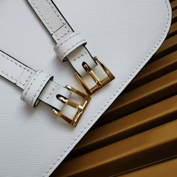 Prada Women Saffiano Leather Prada Embleme Bag-White - Image 8