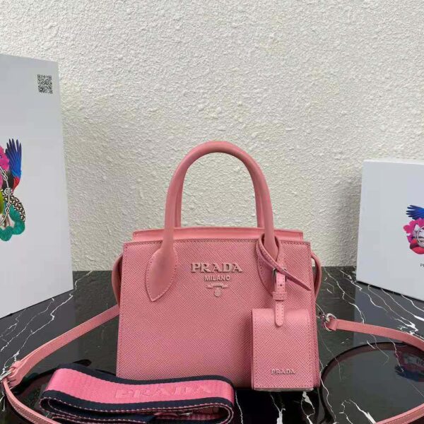 Prada Women Saffiano Leather Prada Monochrome Bag-Pink - Image 2