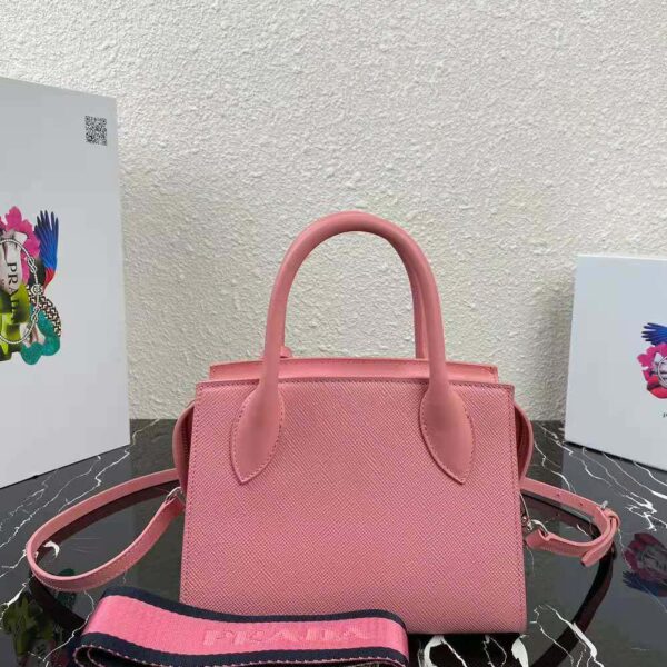 Prada Women Saffiano Leather Prada Monochrome Bag-Pink - Image 3