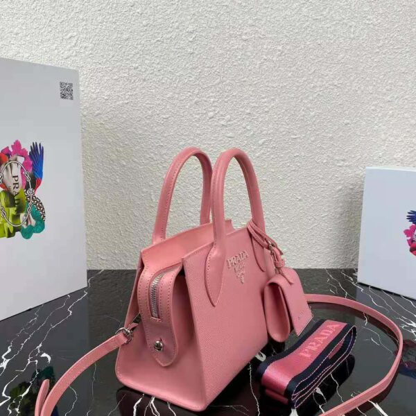 Prada Women Saffiano Leather Prada Monochrome Bag-Pink - Image 4