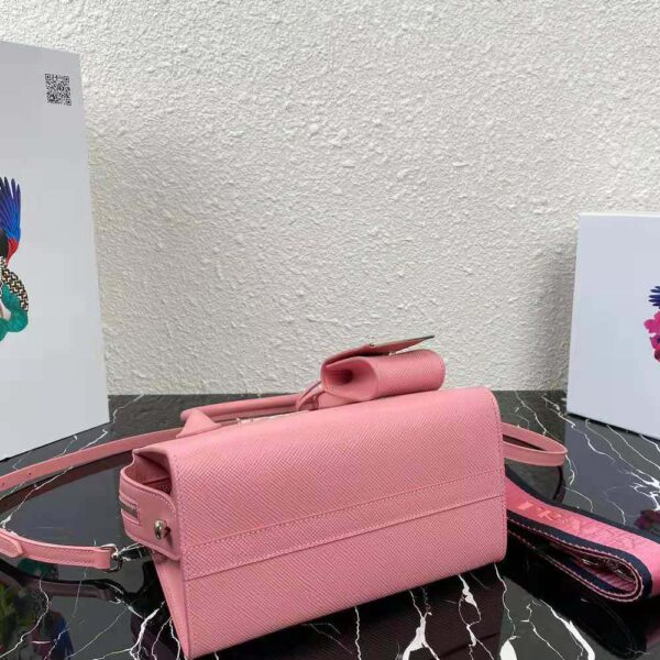 Prada Women Saffiano Leather Prada Monochrome Bag-Pink - Image 5