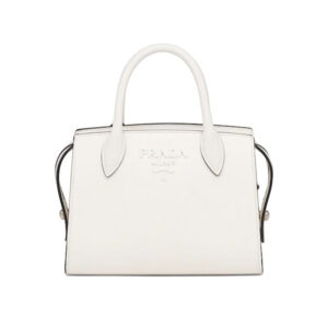 Prada Women Saffiano Leather Prada Monochrome Bag-White