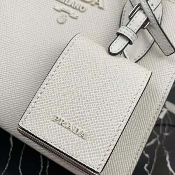 Prada Women Saffiano Leather Prada Monochrome Bag-White - Image 9