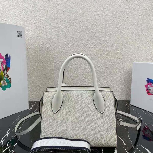 Prada Women Saffiano Leather Prada Monochrome Bag-White - Image 3