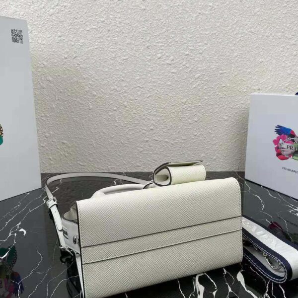 Prada Women Saffiano Leather Prada Monochrome Bag-White - Image 5