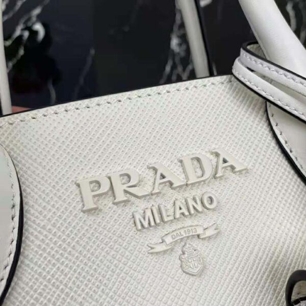 Prada Women Saffiano Leather Prada Monochrome Bag-White - Image 10