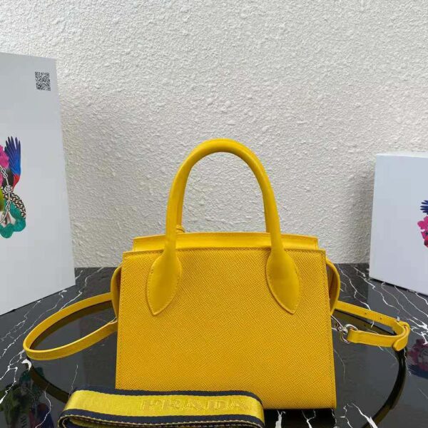 Prada Women Saffiano Leather Prada Monochrome Bag-Yellow - Image 3