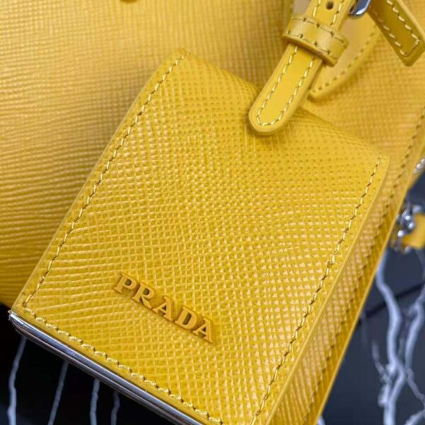Prada Women Saffiano Leather Prada Monochrome Bag-Yellow - Image 10