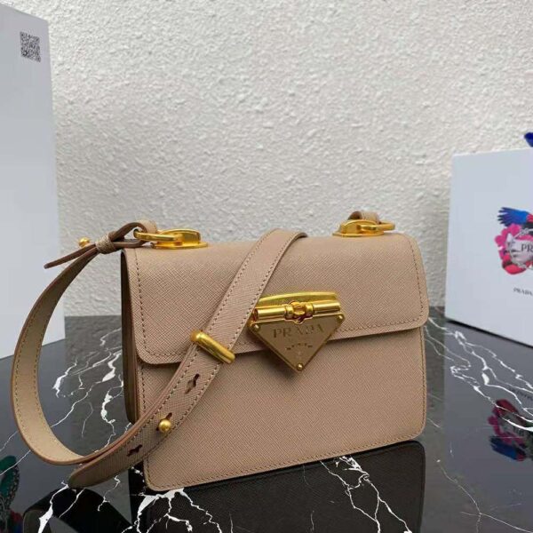 Prada Women Saffiano Leather Prada Symbole Bag-Pink - Image 4
