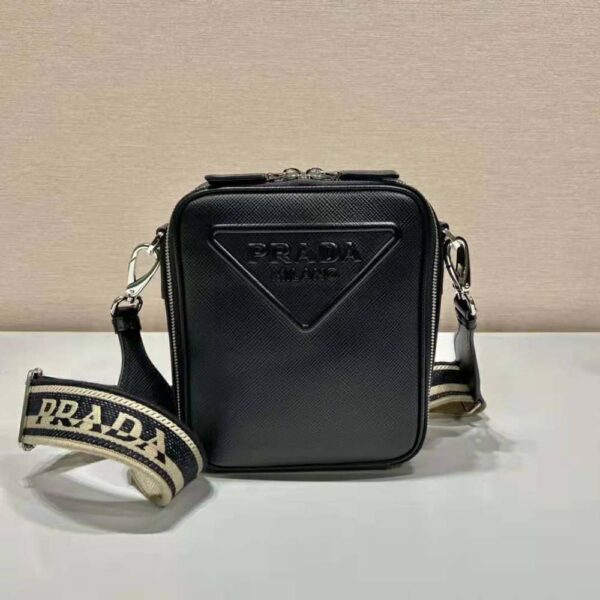 Prada Women Saffiano Leather Shoulder Bag-Black - Image 2