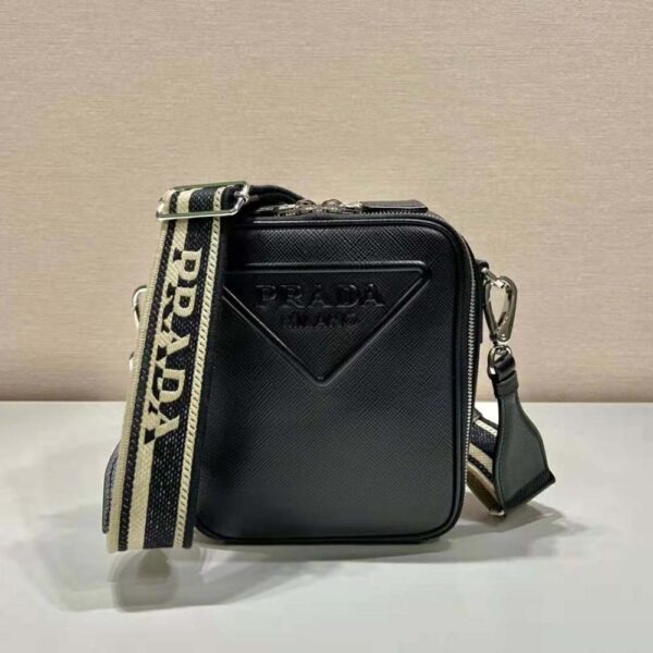 Prada Women Saffiano Leather Shoulder Bag-Black - Image 3