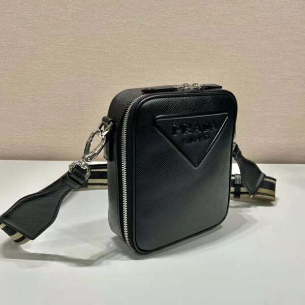 Prada Women Saffiano Leather Shoulder Bag-Black - Image 5