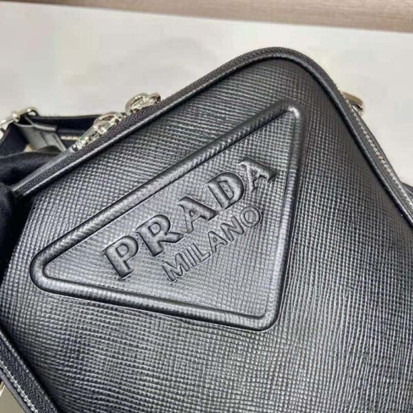Prada Women Saffiano Leather Shoulder Bag-Black - Image 8