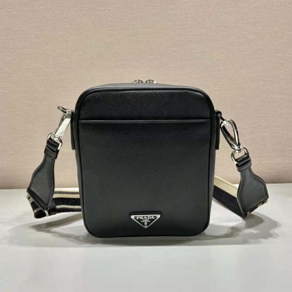 Prada Women Saffiano Leather Shoulder Bag-Black - Image 4