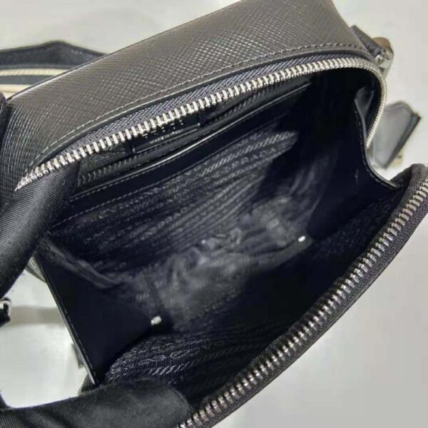 Prada Women Saffiano Leather Shoulder Bag-Black - Image 7