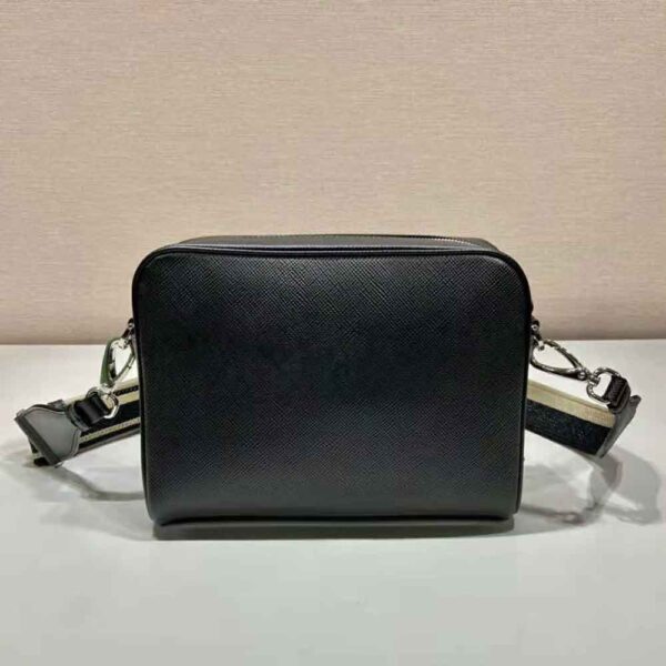 Prada Women Saffiano Leather Shoulder Bag With Iconic Prada Material-Black - Image 3