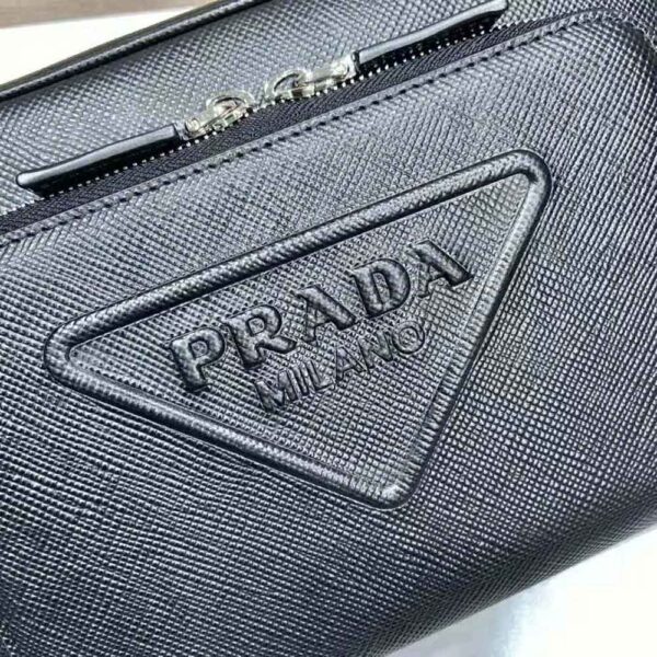 Prada Women Saffiano Leather Shoulder Bag With Iconic Prada Material-Black - Image 8