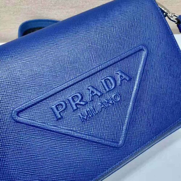 Prada Women Saffiano Leather Shoulder Bag with Sleek-Navy - Image 7