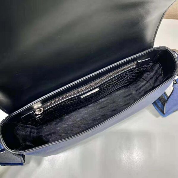 Prada Women Saffiano Leather Shoulder Bag with Sleek-Navy - Image 9