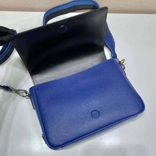 Prada Women Saffiano Leather Shoulder Bag with Sleek-Navy - Image 6