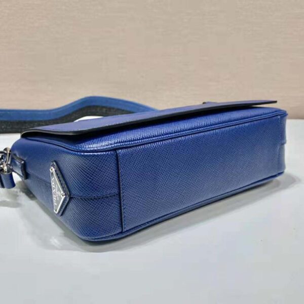 Prada Women Saffiano Leather Shoulder Bag with Sleek-Navy - Image 5