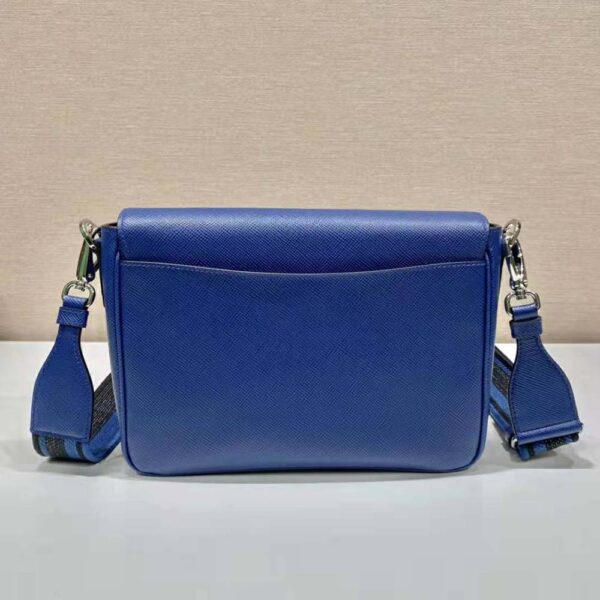 Prada Women Saffiano Leather Shoulder Bag with Sleek-Navy - Image 3
