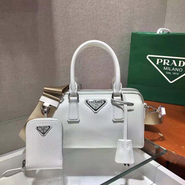 Prada Women Saffiano Leather Top-handle Bag-White - Image 2